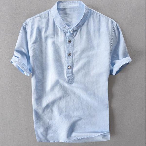 

fashion men's shirts casual linen and cotton short-sleeved men's shirts summer for men, White;black