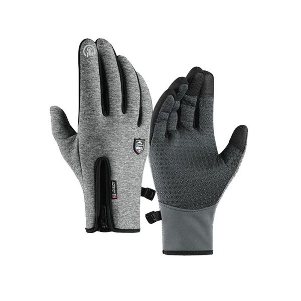 

cycling gloves 1 pair men waterproof touch screen non-slip finger protector windproof mitten for winter, Black