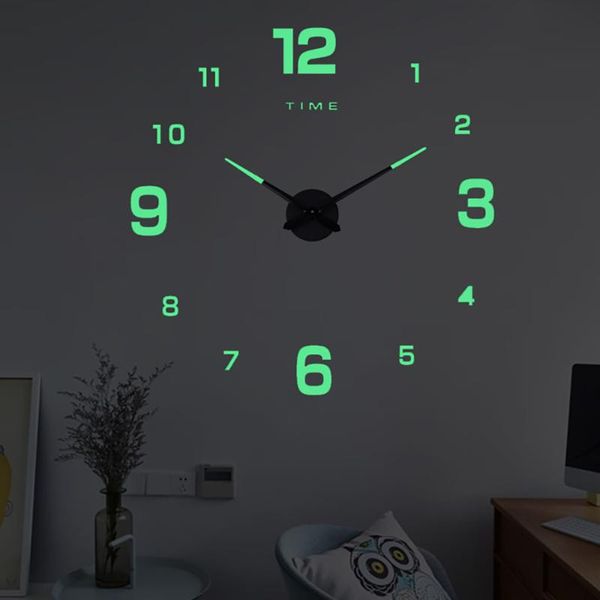 

large size fluorescence scales diy wall clock 3d number wall-mounted fashionable clock room decoration