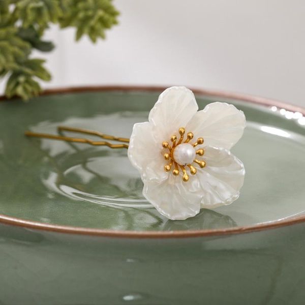 

other 3pcs bride wedding headwear white flower hair pins super fairy clips women sticks handmade vintage style vl, Golden;white