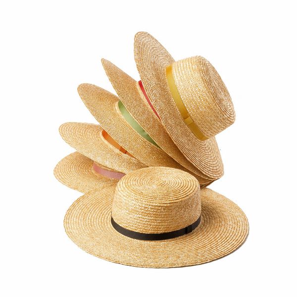 

2021 new summer women wide brim sun natural straw hats female fashion ribbon beach hat lmem, Blue;gray