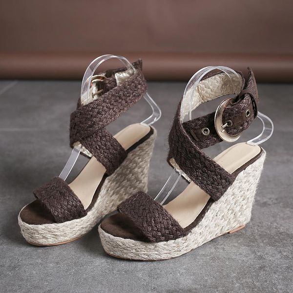 

sandals women 2021 summer shoes woman platform wedges for wedge heels sandalias mujer big size 35-43, Black