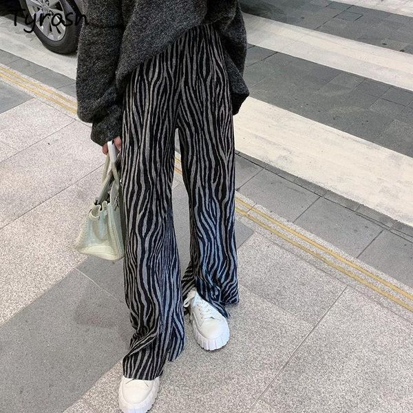 

women's pants & capris zebra pattern casual streetwear fashion vintage loose mopping leisure all match large size 4xl ulzzang korean ha, Black;white