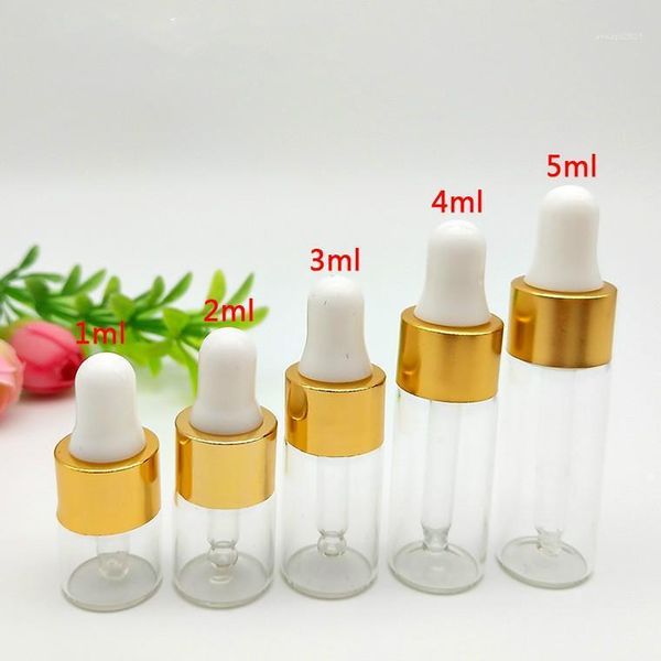 

5pcs 1-5ml glass dropper bottle pipette with pure tubes mini essential oil storage bottles & jars