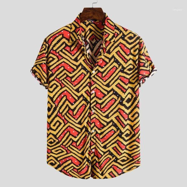 

mens ethnic style summer short sleeve loose buttons casual shirt blouse multicolor retro shirts camisas hombre1, White;black