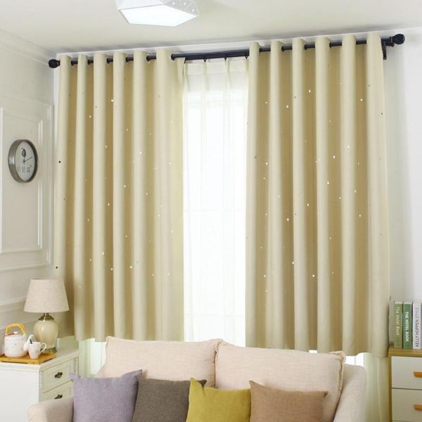 

curtain & drapes simple hollow star tulle window drape blinds block light living room decor modern minimalist plain blackout curtains