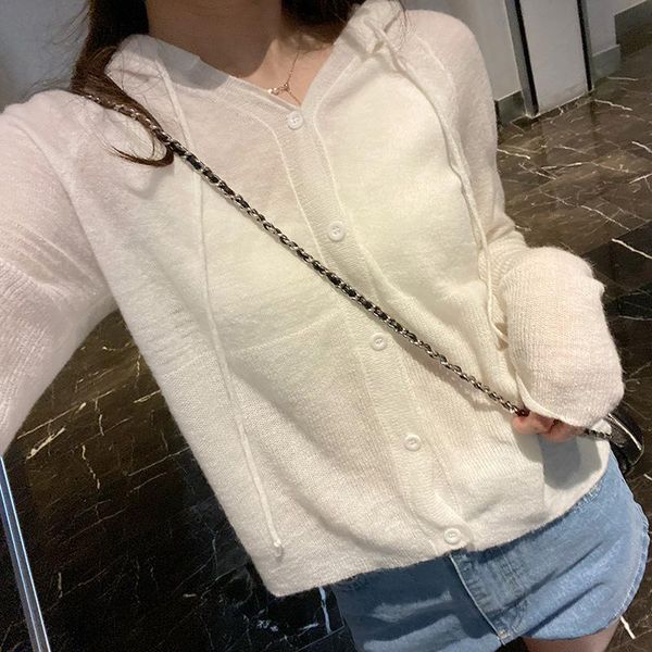 

women's hoodies & sweatshirts [ewq] 2021 summer alpaca hoodie thin long-sleeved high-quality spring autumn fashion trend hooded knitted, Black