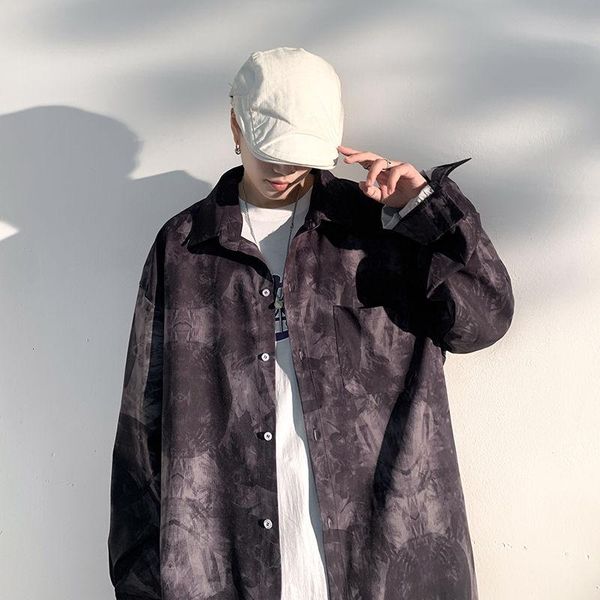 

men's casual shirts men streetwear korean long sleeve mens dress shirt -5xl spring graffiti fashion print retro, White;black