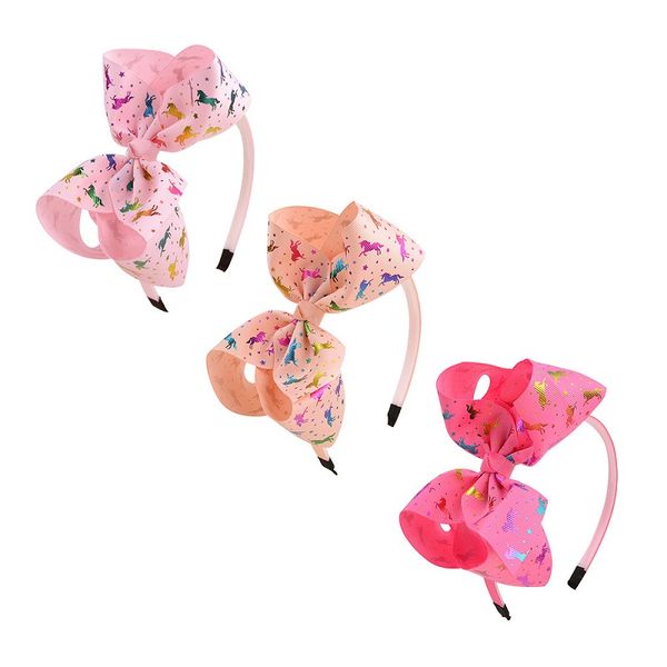 

3.5inch unicorn hair bows hairband for girls princess headband rainbow bows-hairband party hair accessories, Slivery;white