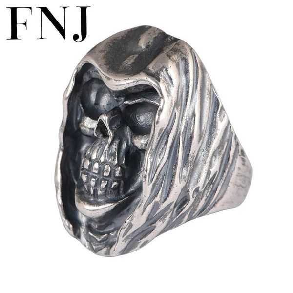 

cluster rings fnj vintage skull ring 925 silver adjustable size 100% original real s925 solid for men jewelry fine, Golden;silver