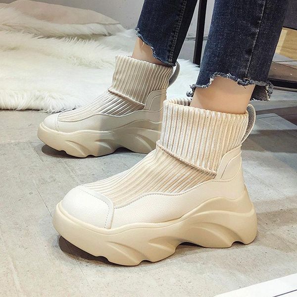 

boots nice vintage ankle women autumn plain casual walking shoes woman 6cm platform heels female comfortable jeans boot, Black