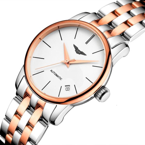 

2021 guanqin gj16043 women's watch automatic waterproofing and dust cover fashion luxury calendar mechanical, Slivery;brown