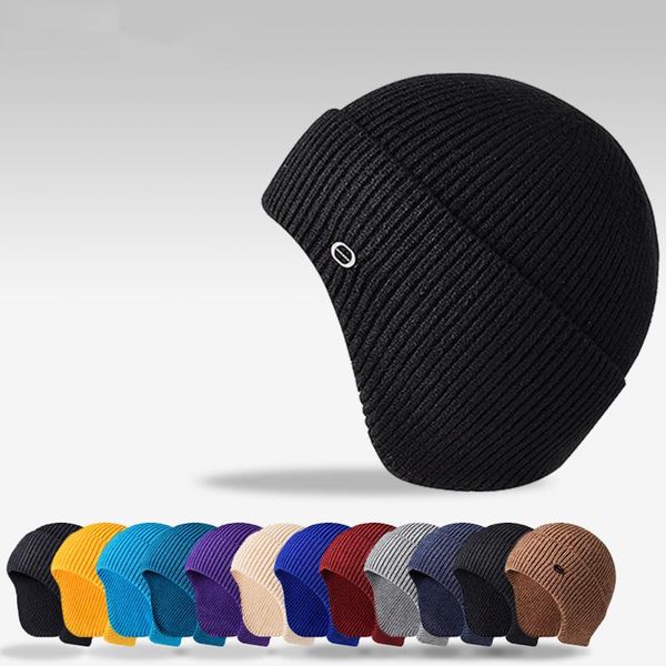 

outdoor hats winter women's cotton solid warm knitted hat men women caps skullies beanies, Black;white
