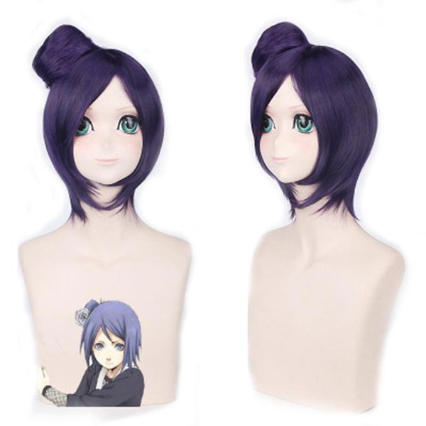 

synthetic wigs hair purple cosplay wig heat resistant fiber, Black