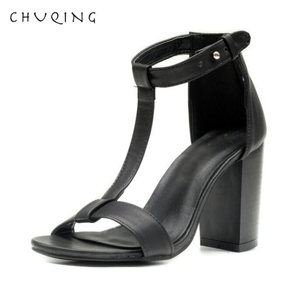 

2021 new chuqing classic wild women's sandals fashion ladies high heels pemt, Black