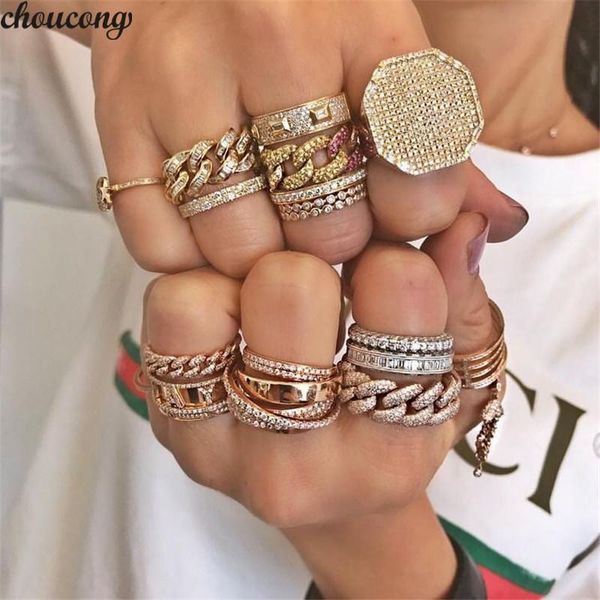 

wedding rings choucong brand cross promise ring 925 sterling silver pave 384pcs cz statement party band for women men jewelry, Slivery;golden