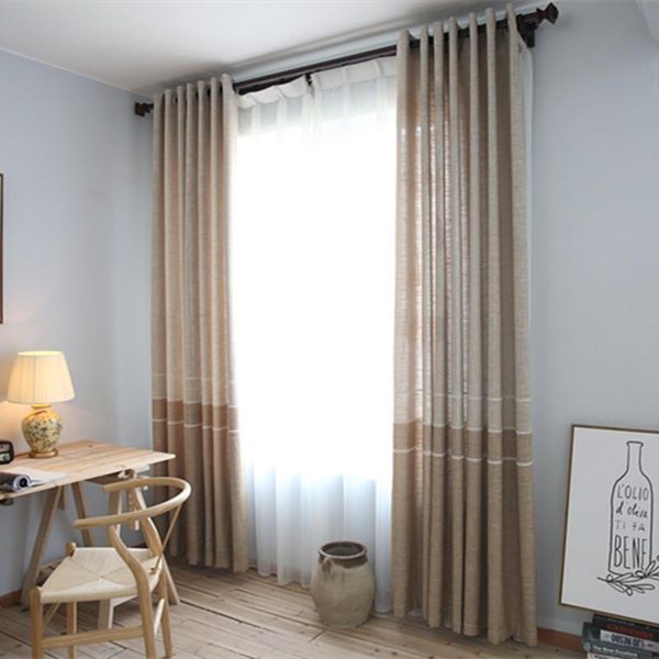 

minimalist style chenille cotton linen curtain lace semi-shading factory wholesale specials curtain for livingroom bedroom