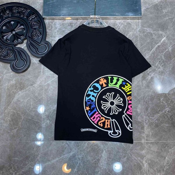 

t shirt 21ss ch gorgeous color sanskrit horseshoe short sleeve loose men's and women's lovers fashion half tee, White;black