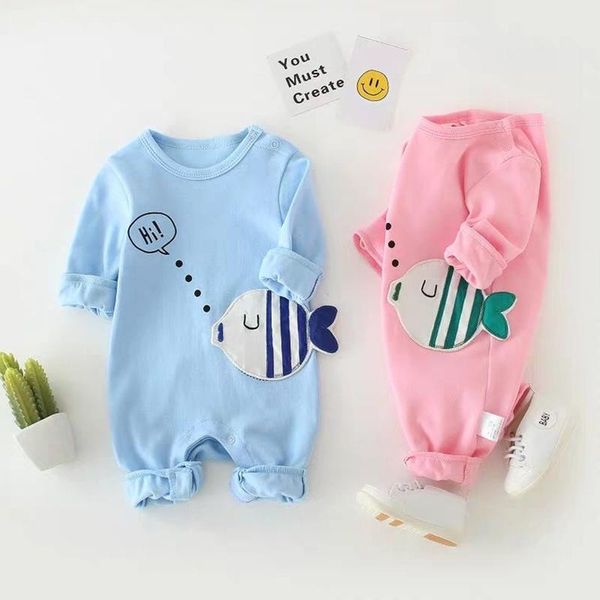 

jumpsuits born baby spring-autumn cotton clothing rompers lovely crawlers for kids male boy girl clothes outing one-piece, Blue