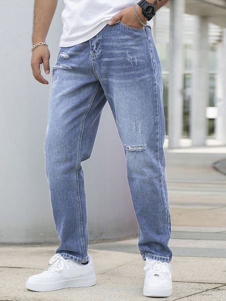

men bleach wash ripped cat scratch jeans v0hq#, Blue