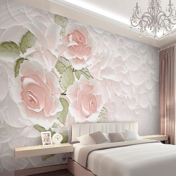 

wallpapers drop custom 3d mural wallpaper embossed roses more simple european tv sofa background wall covering