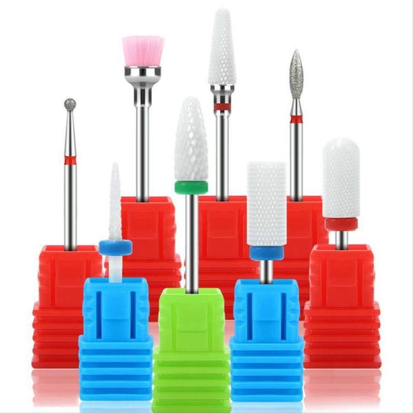 

nail art equipment milling cutter for manicure 8 pcs ceramic bits electric drill removing gel varnish tool, Silver