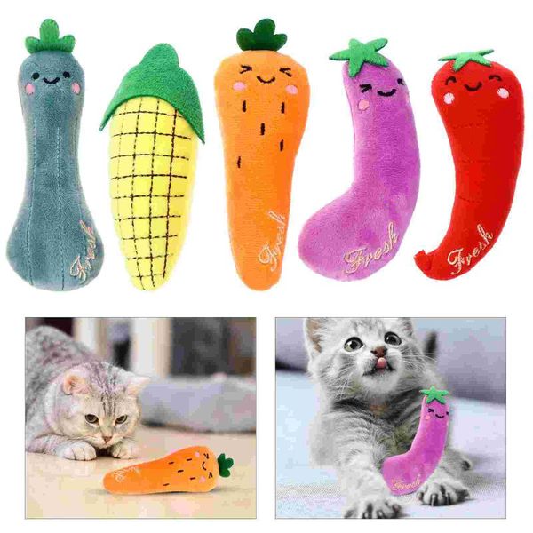 

cat toys 5pcs cartoon vegetables shape plush kitten chew catnip plaything