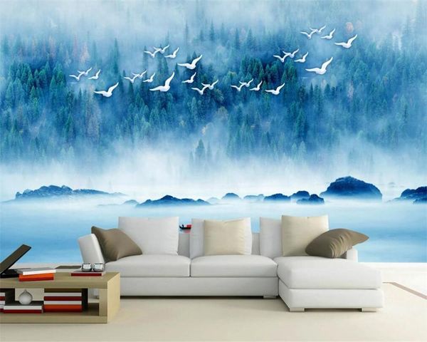 

custom wallpaper mural 3d nordic artistic conception forest birds decorative painting bedroom living room sofa background wall