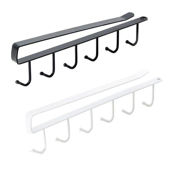 

hooks & rails 1pc 6 cup holder iron kitchen storage rack cupboard hanging hook shelf cabinet hanger removed bathroom organizer