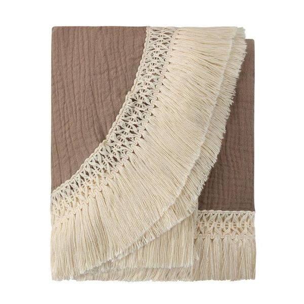 

cotton newborn tassel blankets swaddle warp baby pgraphy props bath towel l4mc