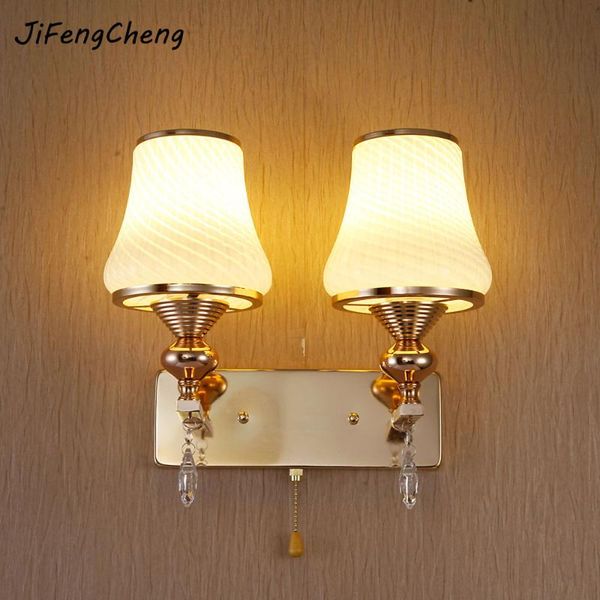 

wall lamp modern light 110v- 220v e27 led crystal single double head with switch 7 watts mounted bedside lamps