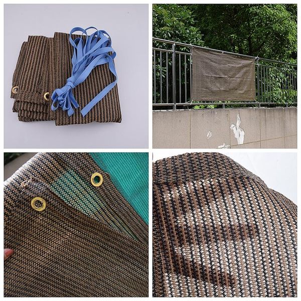 

shade 4x4m coffee hi-quality anti-uv sunscreen net outdoor balcony safety fence garden patio shading nets durable sun sails