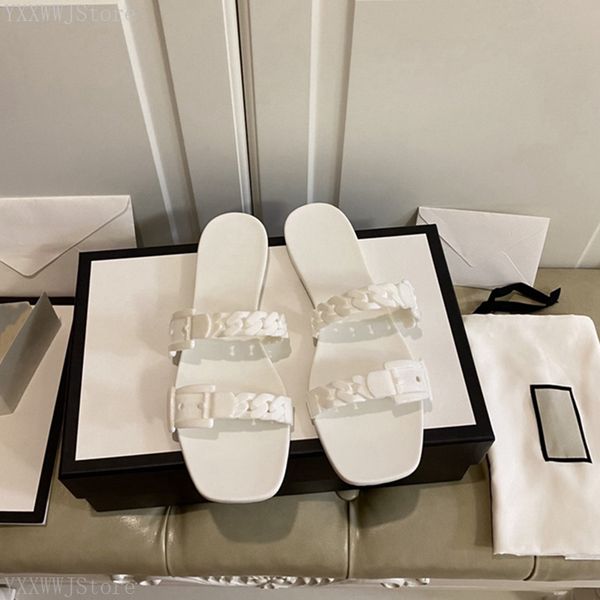 

women summer rubber slide sandal black white red chain details slippers womens fashion beach vacation sandals casual party home