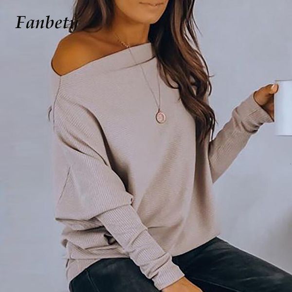 

2021 new women casual long sleeve off shoulder blouse autumn elegant solid skew collar pullover streetwear female shirt blusas ffow, White;black