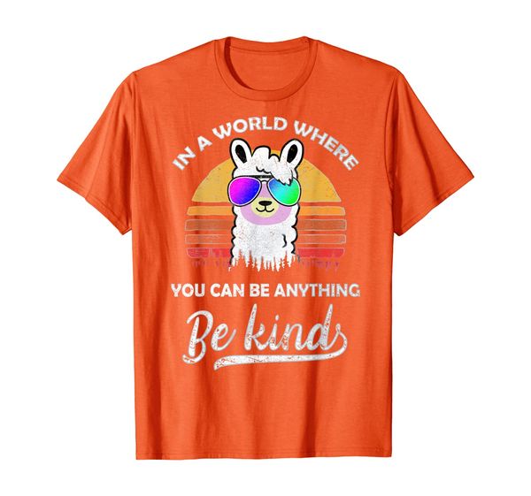 

in a world where you can be anything be kind llama kindness t-shirt, White;black