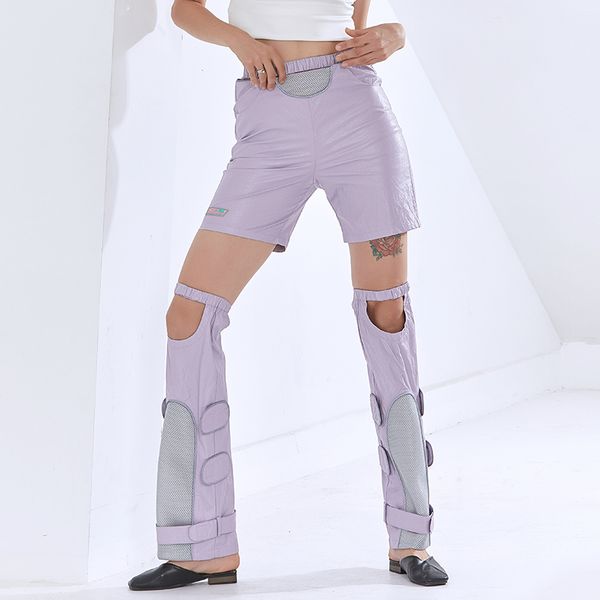 

streetwear hollow out pants for women high waist casual patchwork wide leg trouser female fashion new clothing fall, Black;white