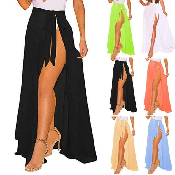 

women's swimwear 2021 summer women cover ups holiday casual beach maxi skirt skater pleated, White;black