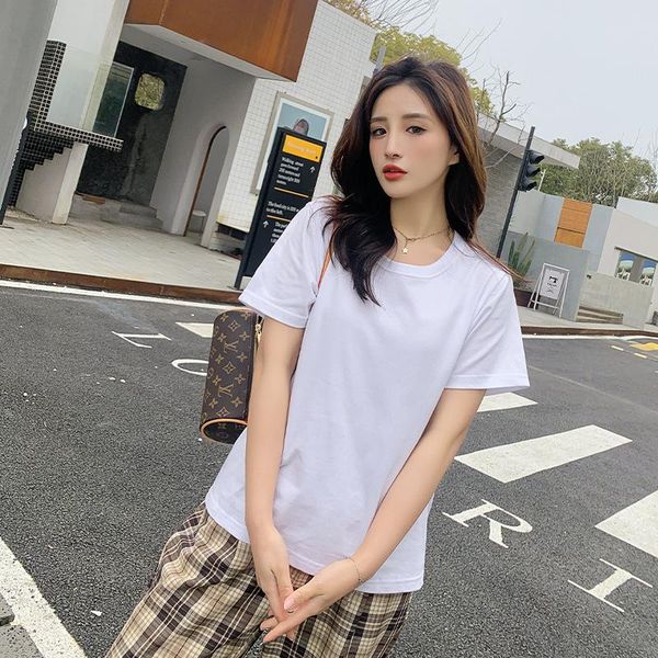 

women's t-shirt 2021 casual short sleeves, White