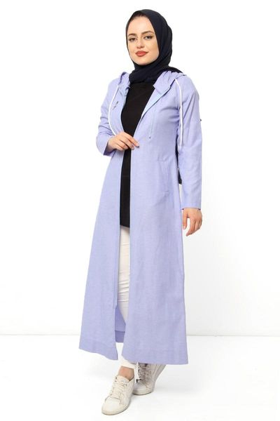 

women's jackets ornament pockets hijab cap tsd0089 light blue, Black;brown