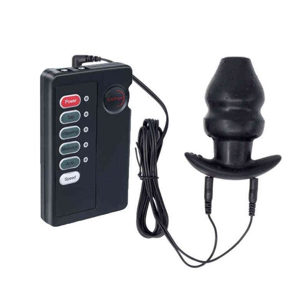 NXY Anal Sex Spielzeug Hohl Anal Plug Elektroschock Silikon Butt Plug Anal Perlen Massagegerät Vibrator Enama BDSM Paar Erwachsene Spiel Sex Spielzeug 1123