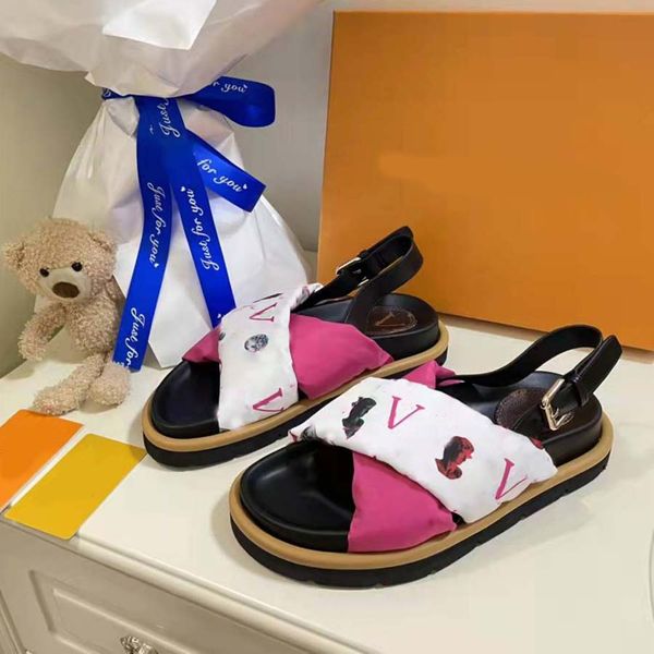 

luxury brand sandals designer slippers slides floral brocade genuine leather flip flops women shoes sandal 37, Black