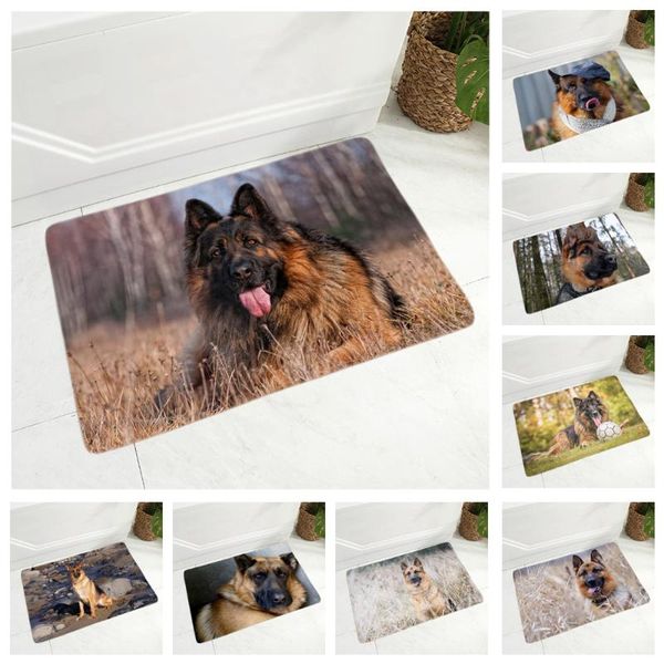 

cushion/decorative pillow soft flannel carpet german shepherd dog door mat non-slip decor pet animal doormat floor for hallway children room