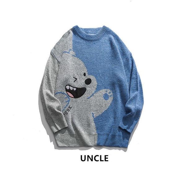 

autumn and winter new men's crocheted cartoon sweater matching hip in shirt zt2l, White;black