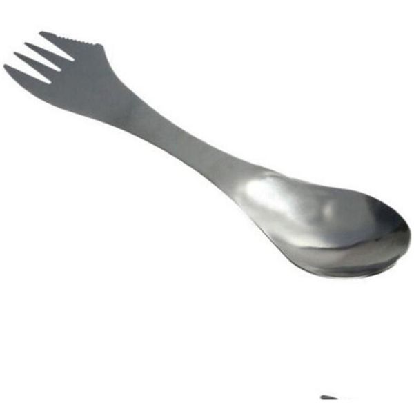 

stainless steel fork spoon spork 3 in 1 tableware camping hiking multifunction portable cutlery picnic s jllqec sport777
