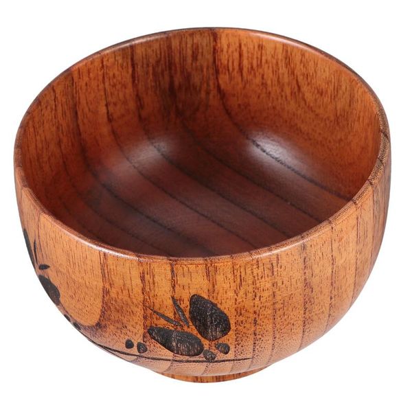 

bowls 1pc wooden bowl baby wood soup carved rice container tableware