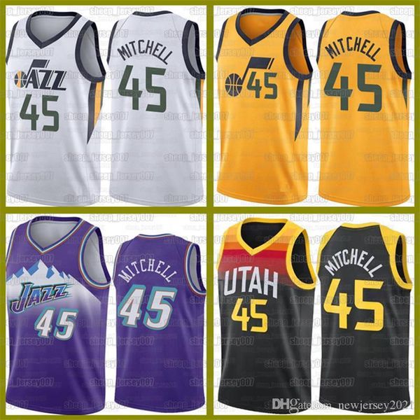 

20/21 donovan 45 mitchell jerseys rudy 27 gobert john 12 stockton basketball utah jazz karl 32 malone mike 10 conley basketball, Black;red