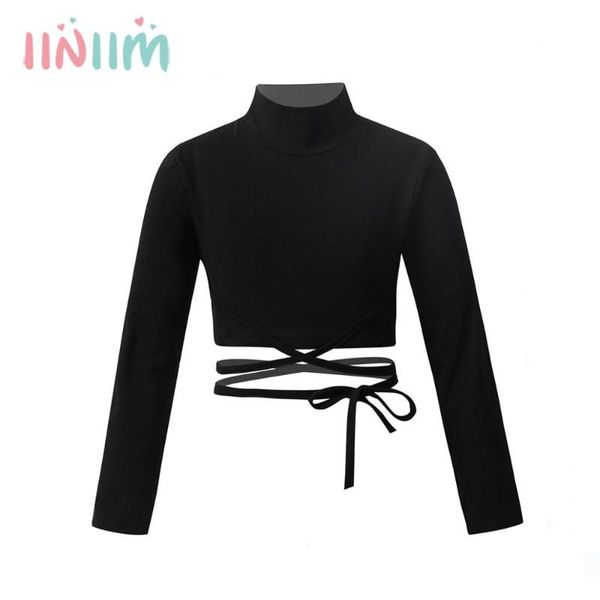 

shirts iiniim kid girls crop long sleeves dance hip hop jazz clothes ballroom dancewear workout stage performance, White;black