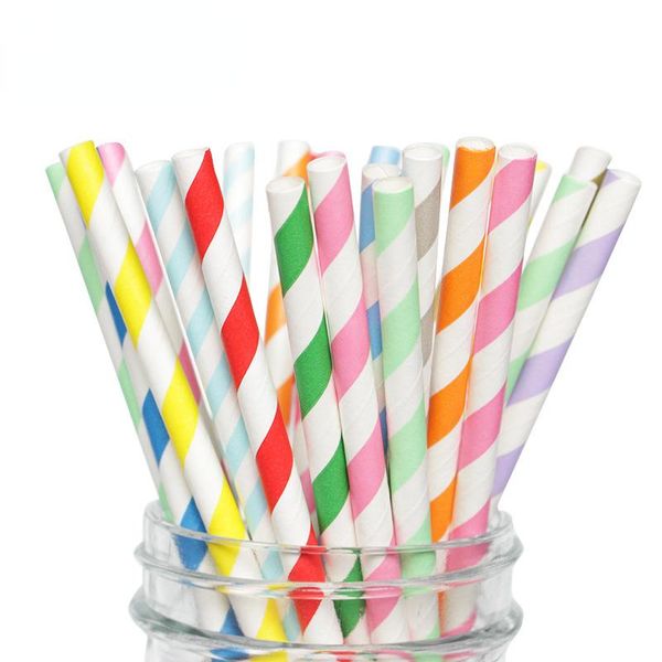 

disposable dinnerware 25pcs/pack striped paper straws for kids birthday party colored drinking straw festive supplies decoration