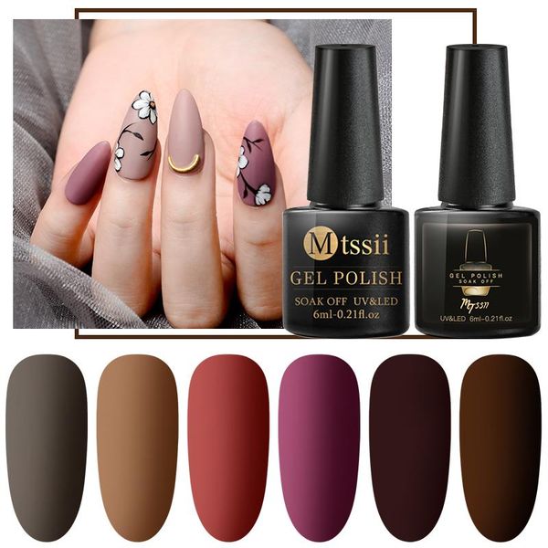 

nail gel mtssii matte polish 6ml pure color coat soak off uv varnish art lacquer manicure, Red;pink