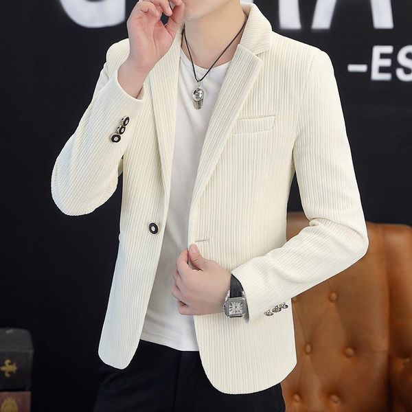 

men's suits & blazers hoo 2021 autumn thick simple fashion corduroy blazer youth single button leisure, White;black